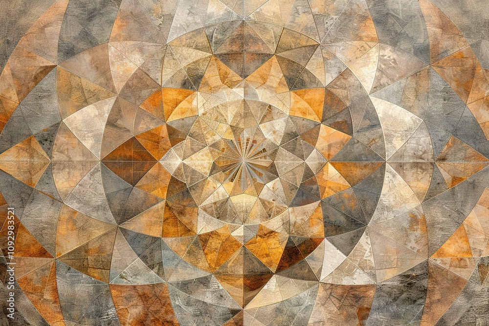 Obraz premium A large abstract painting with a lot of triangles and circles