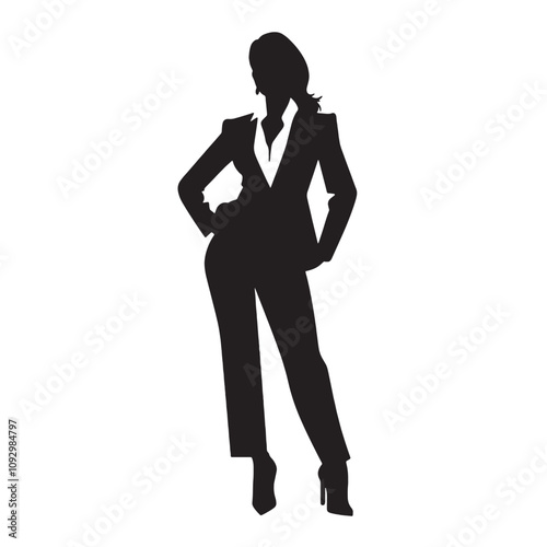 Silhouette of a Woman in White Background