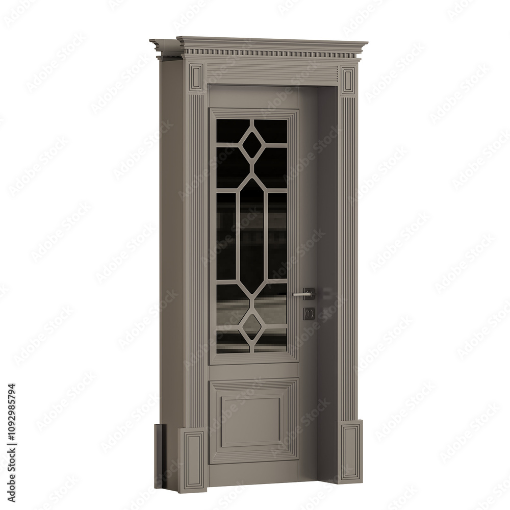 A door with a glass window and a black handle A door with a glass window and a black handle