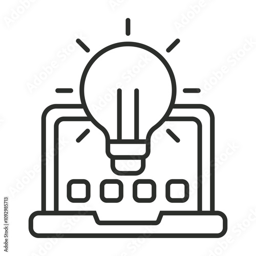 Online insight icon, Strategy symbol outline icon, editable vector illustration and transparent graphic element. Isolated on white background