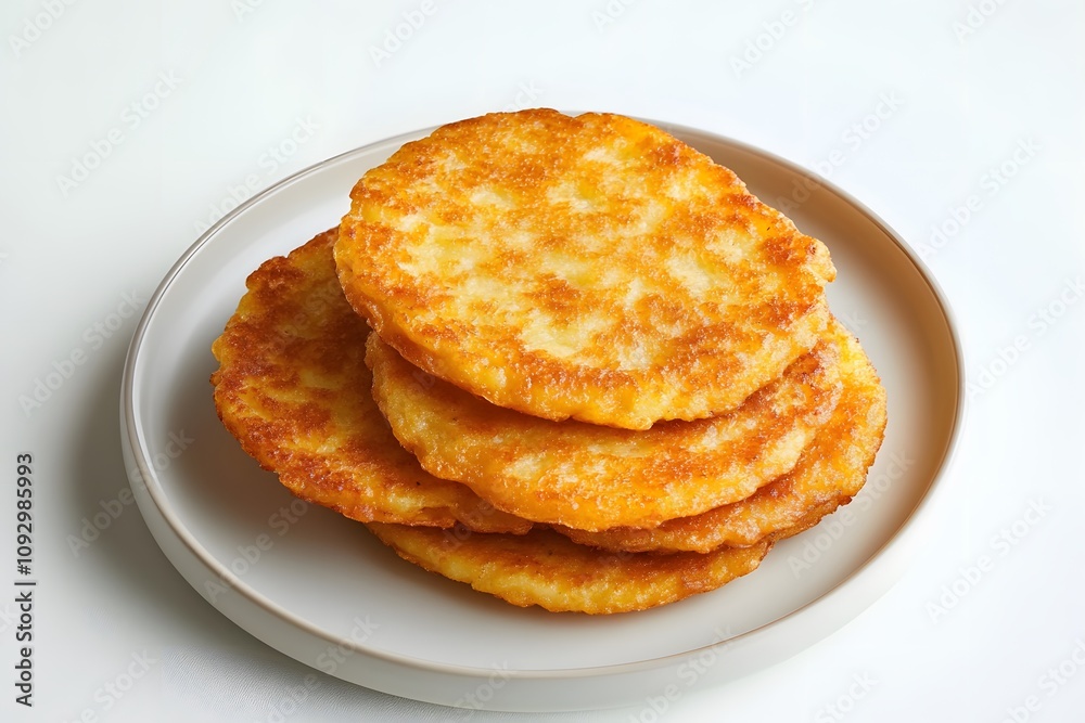 Fritter on a plate with white background Fritter on a plate with white background