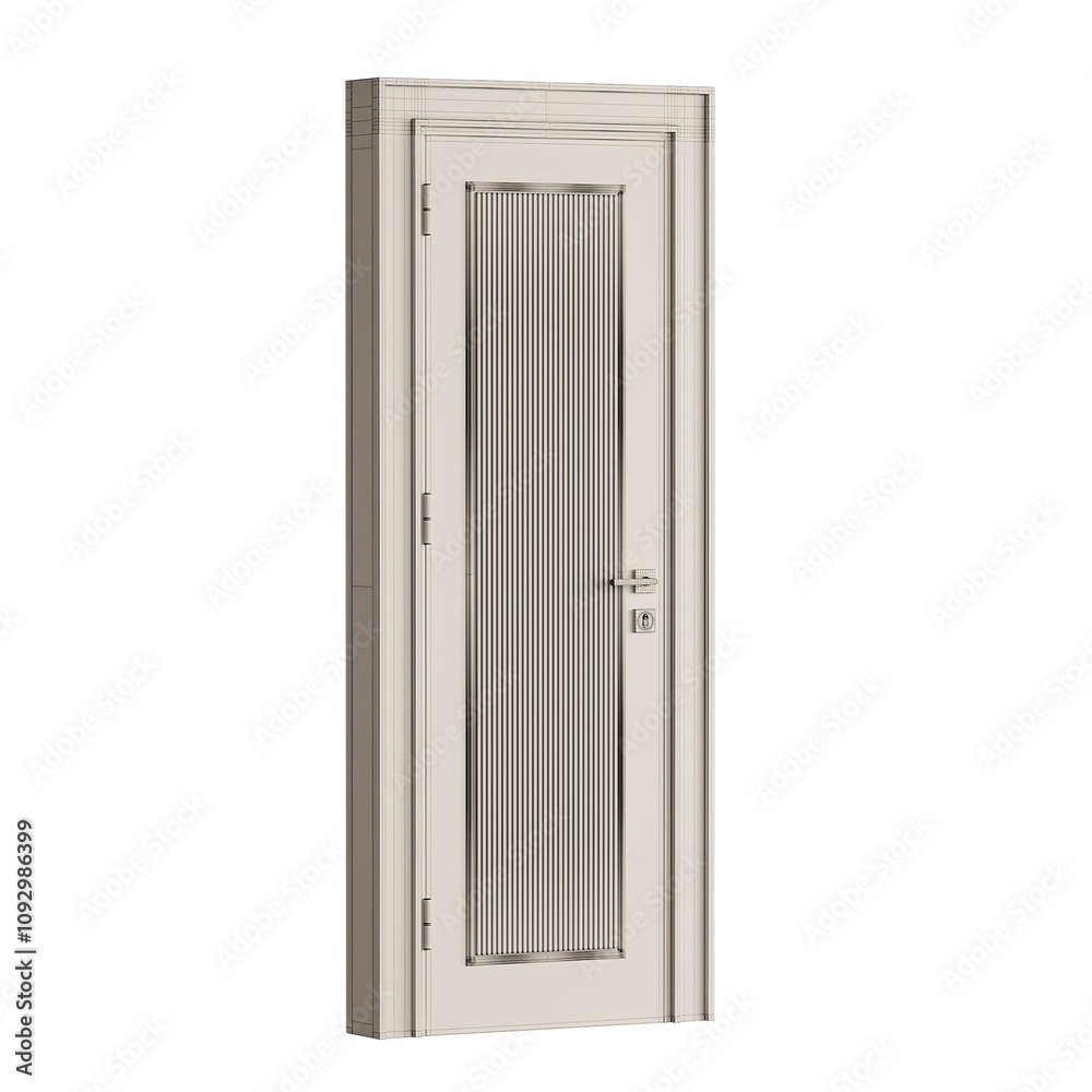 A white door with a glass panel and a wooden frame A white door with a glass panel and a wooden frame