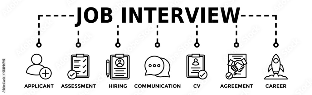 Job interview banner web icon vector illustration concept with icon of ...
