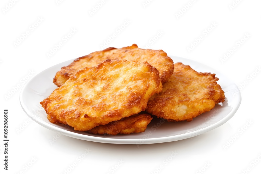 Fritter on a plate with white background Fritter on a plate with white background