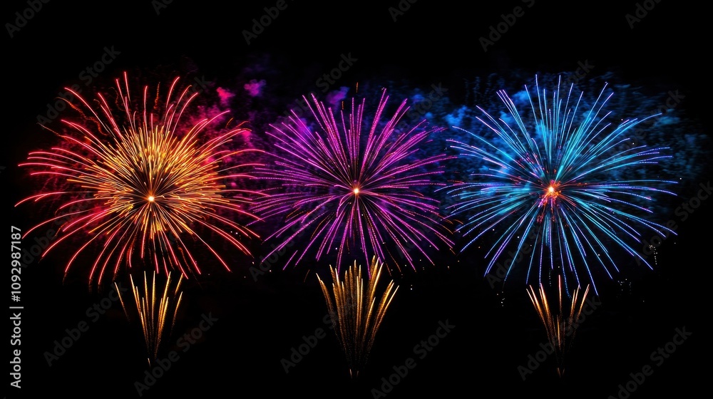 Fireworks display with a visible countdown timer leading up to the explosion Fireworks display with a visible countdown timer leading up to the explosion