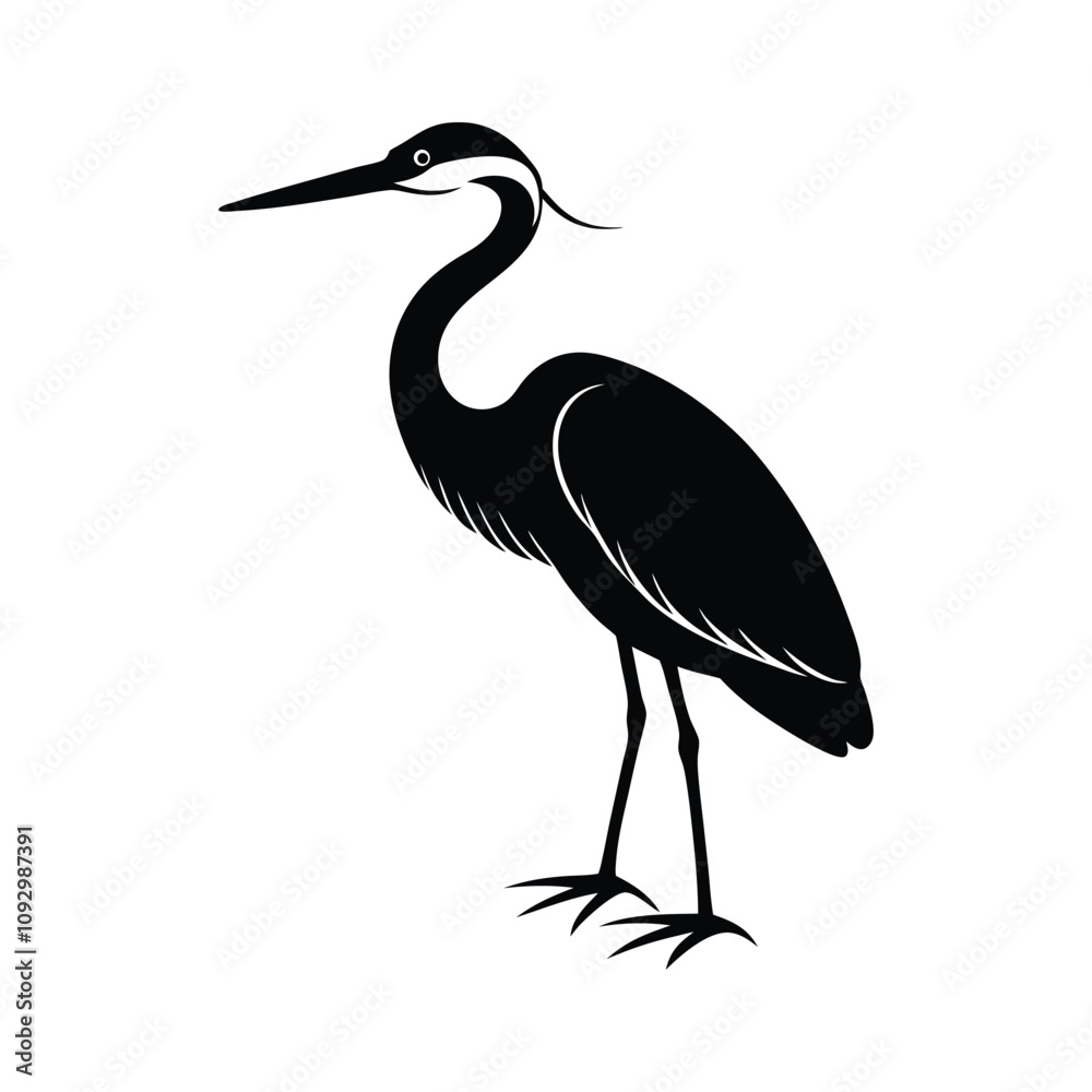 Fototapeta premium Cute Heron Vector Illustration - Elegant Bird Design