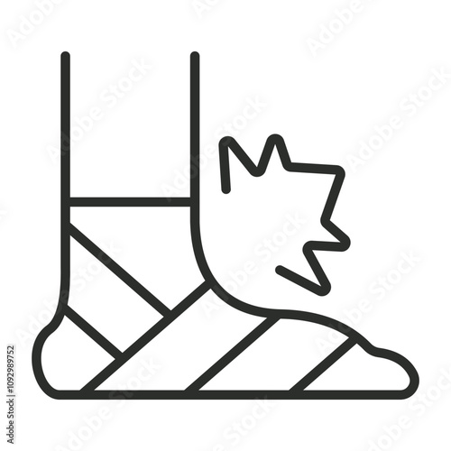 Foot injury icon, Insurance symbol outline icon, editable vector illustration and transparent graphic element. Isolated on white background