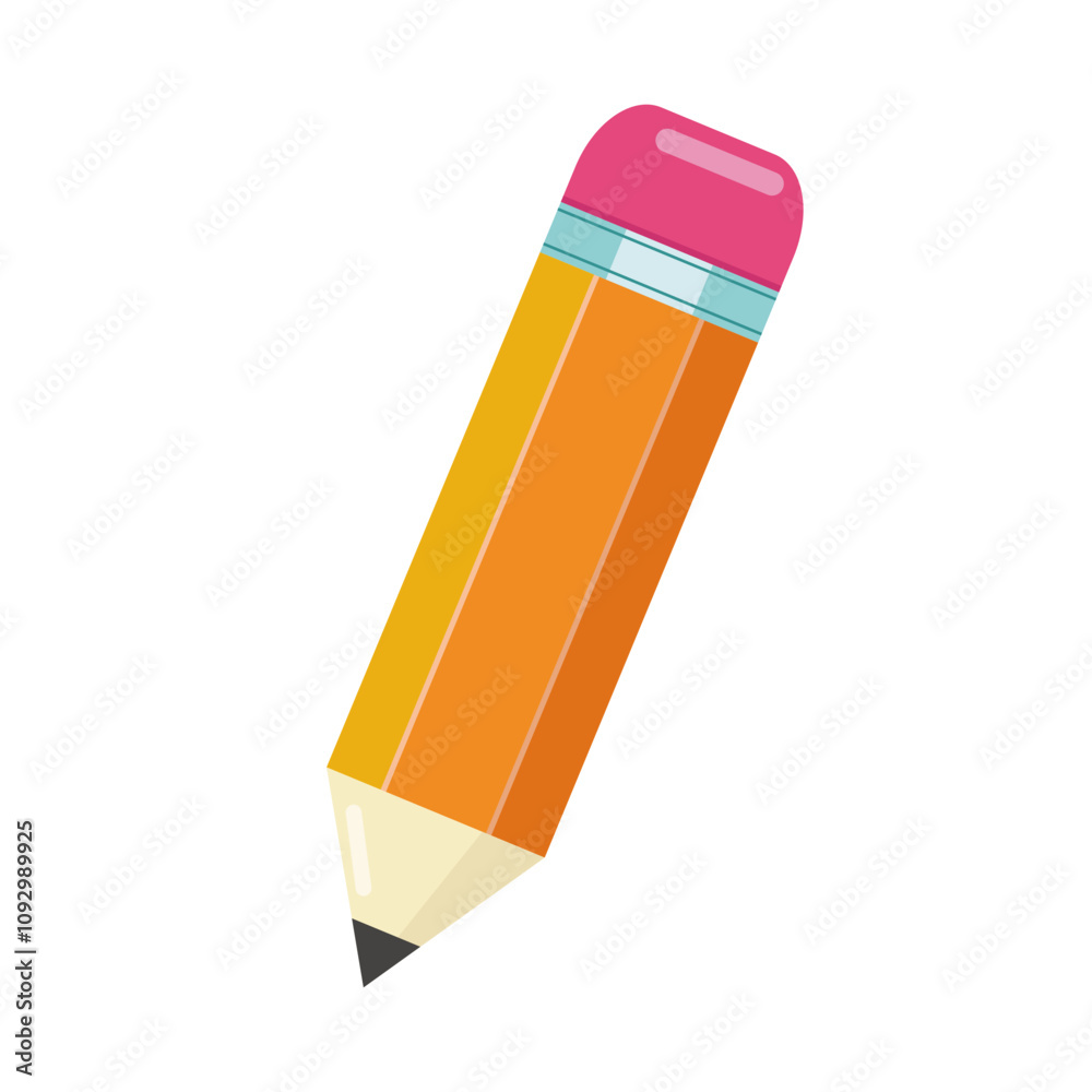 Yellow pencil with pink eraser cartoony cute vector illustration icon Yellow pencil with pink eraser cartoony cute vector illustration icon