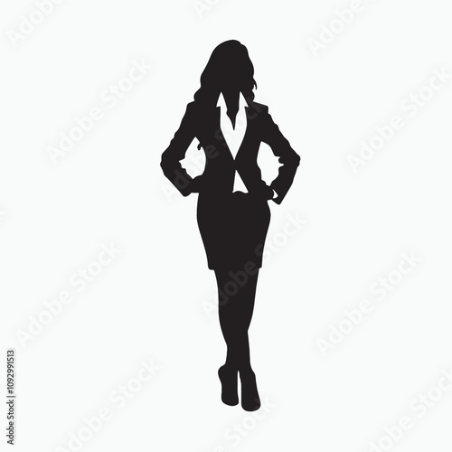 Silhouette of a Woman on White Background