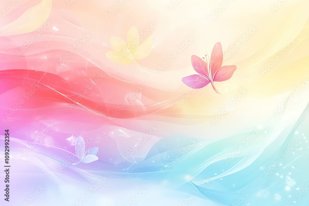 A colorful background with a pink flower and a blue leaf A colorful background with a pink flower and a blue leaf