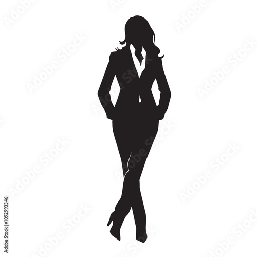 Silhouette of a Woman Walking Gracefully on White