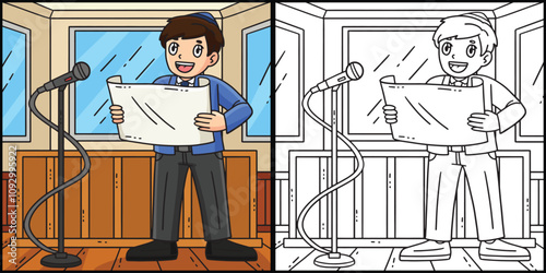 Bar Mitzvah Boy Delivering a Speech Illustration