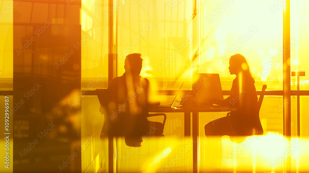 Business Professionals Engaged in Discussion Over Computer Screen in Office Conference Setting Business Professionals Engaged in Discussion Over Computer Screen in Office Conference Setting