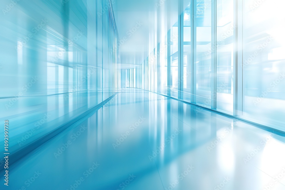 A large, empty room with a blue floor and white walls A large, empty room with a blue floor and white walls