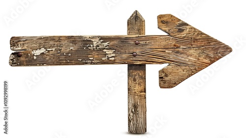 Obraz na płótnie A weathered wooden signpost with an arrow pointing right, suggesting direction or guidance. w salonie