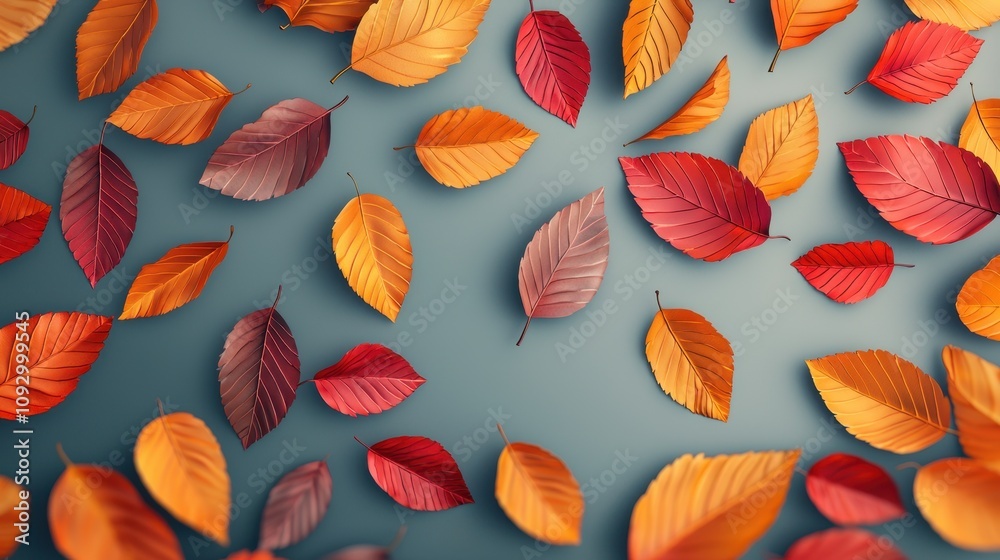 Autumn-themed banner, falling leaves with warm tones, 3D illustration Autumn-themed banner, falling leaves with warm tones, 3D illustration