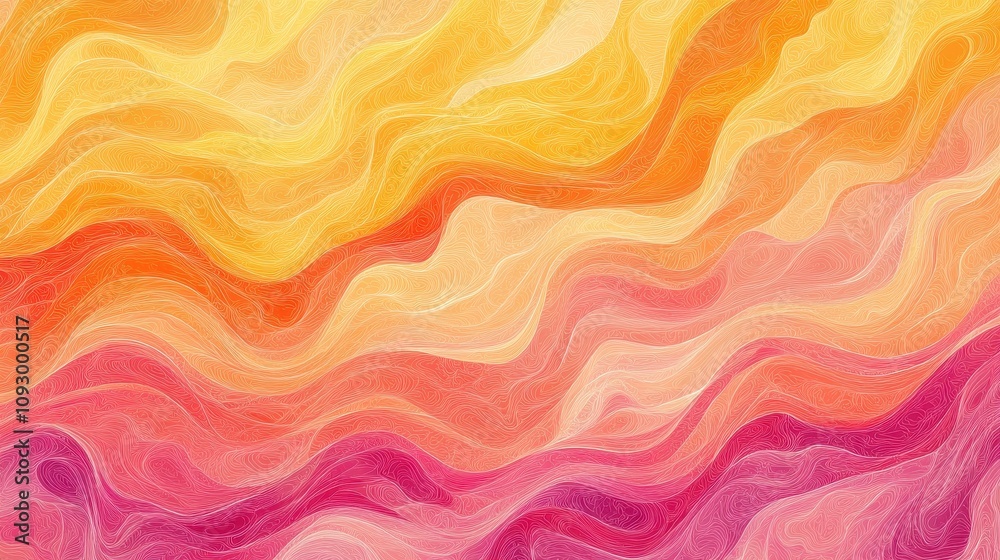 Abstract Colorful Wavy Pattern in Warm Tones of Yellow, Orange, and Pink Creating a Vibrant and Dynamic Artistic Background Abstract Colorful Wavy Pattern in Warm Tones of Yellow, Orange, and Pink Creating a Vibrant and Dynamic Artistic Background