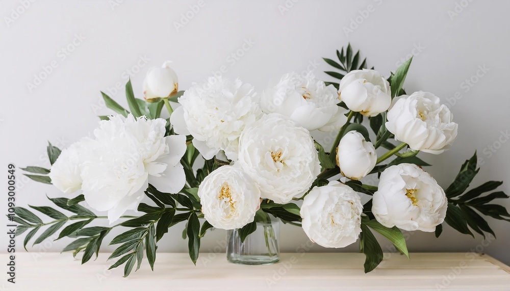 delicate flowers (white peonies) on a white background delicate flowers (white peonies) on a white background