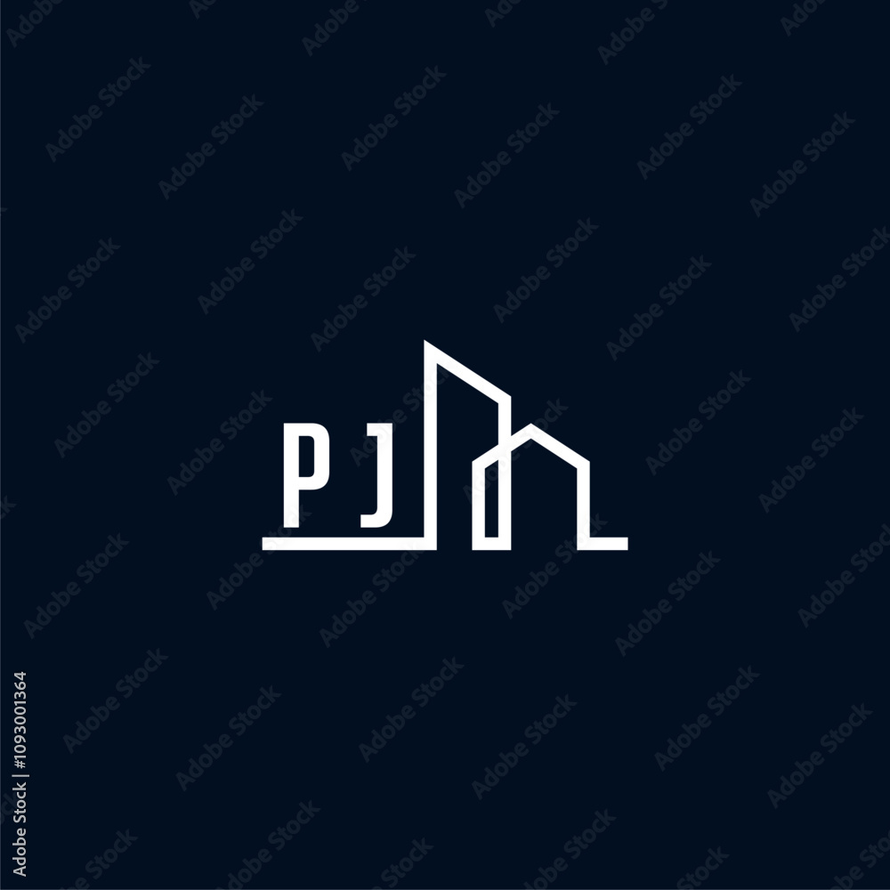 PJ initials a sleek and modern logo showcases abstract architectural shapes, emphasizing creativity and innovation in building design against a dark background PJ initials a sleek and modern logo showcases abstract architectural shapes, emphasizing creativity and innovation in building design against a dark background