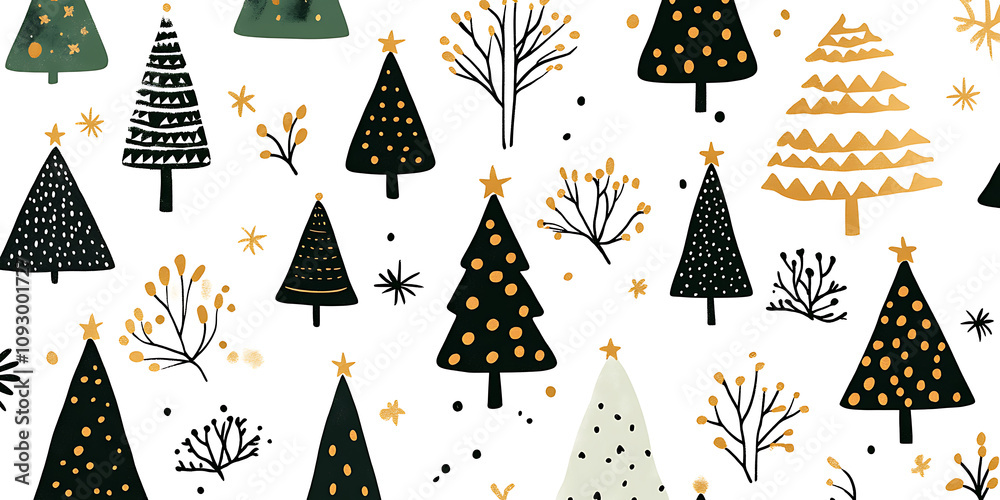 doodle Christmas trees in various shapes and sizes doodle Christmas trees in various shapes and sizes