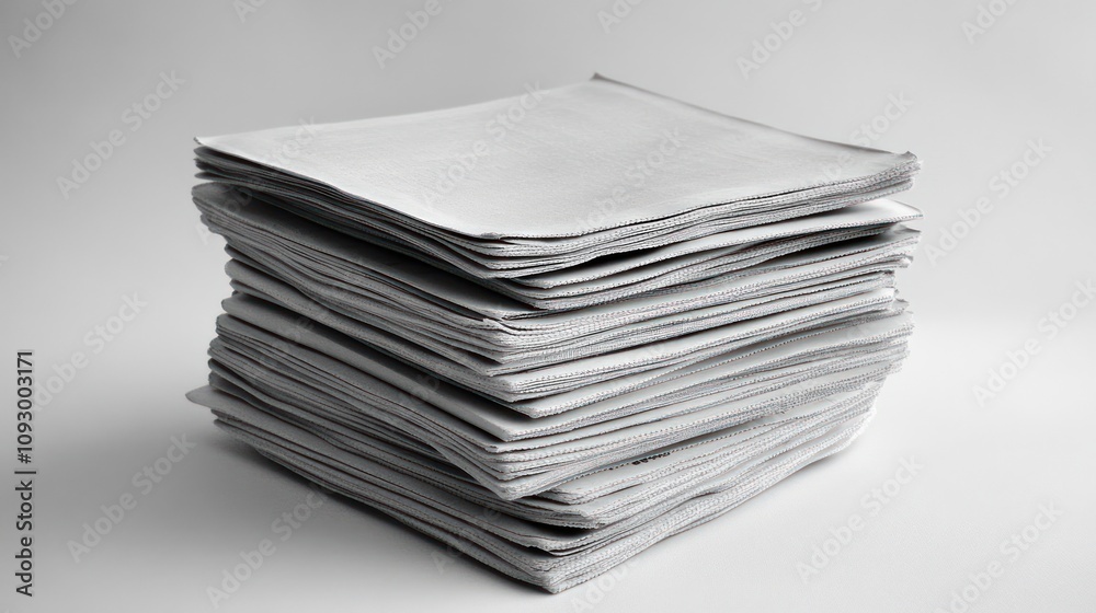 A stack of neatly arranged blank papers on a clean surface. A stack of neatly arranged blank papers on a clean surface.