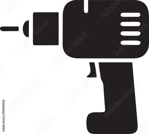 drill icon silhouette vector illustration white Background