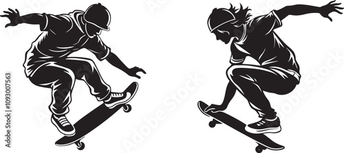 silhouette of Boy with skateboard.