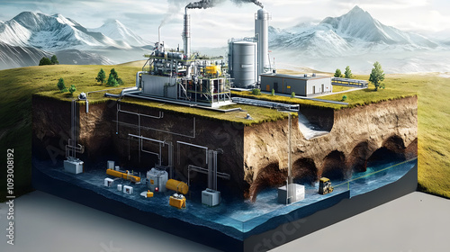 A diagram of carbon dioxide storage solutions, including geological sequestration and utilization technologies
