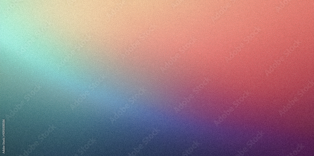 Obraz premium Grainy gradient fading from teal to coral and purple, ideal for backgrounds and digital art projects