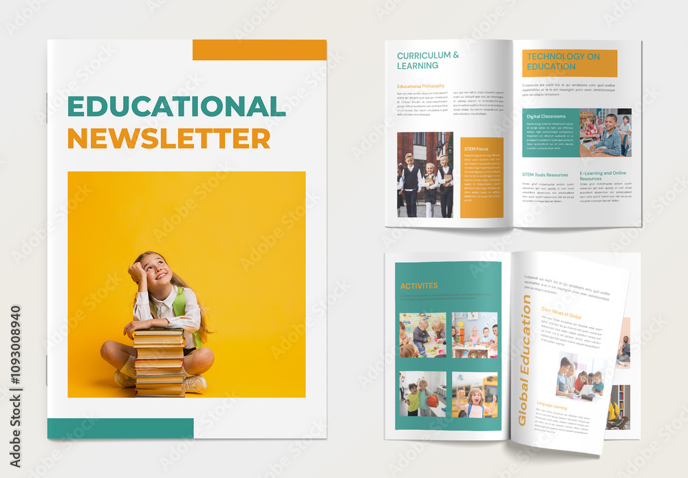 Education School Newsletter Template Stock Template | Adobe Stock