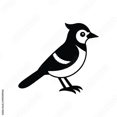 Cute Blue Jay Vector Illustration on White Background

