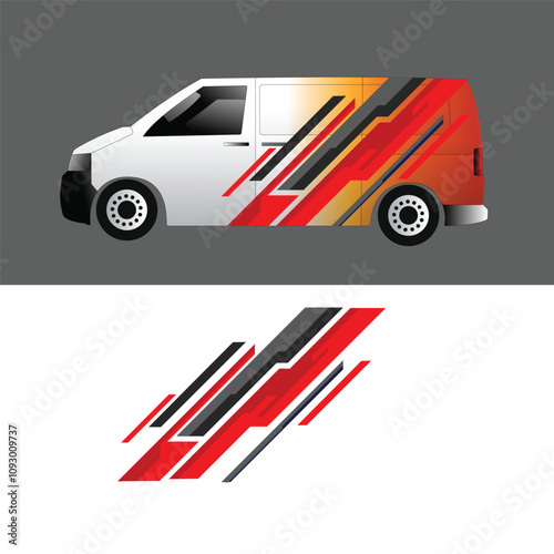 cargo van car body sticker design vector. freight forwarding company cargo van
