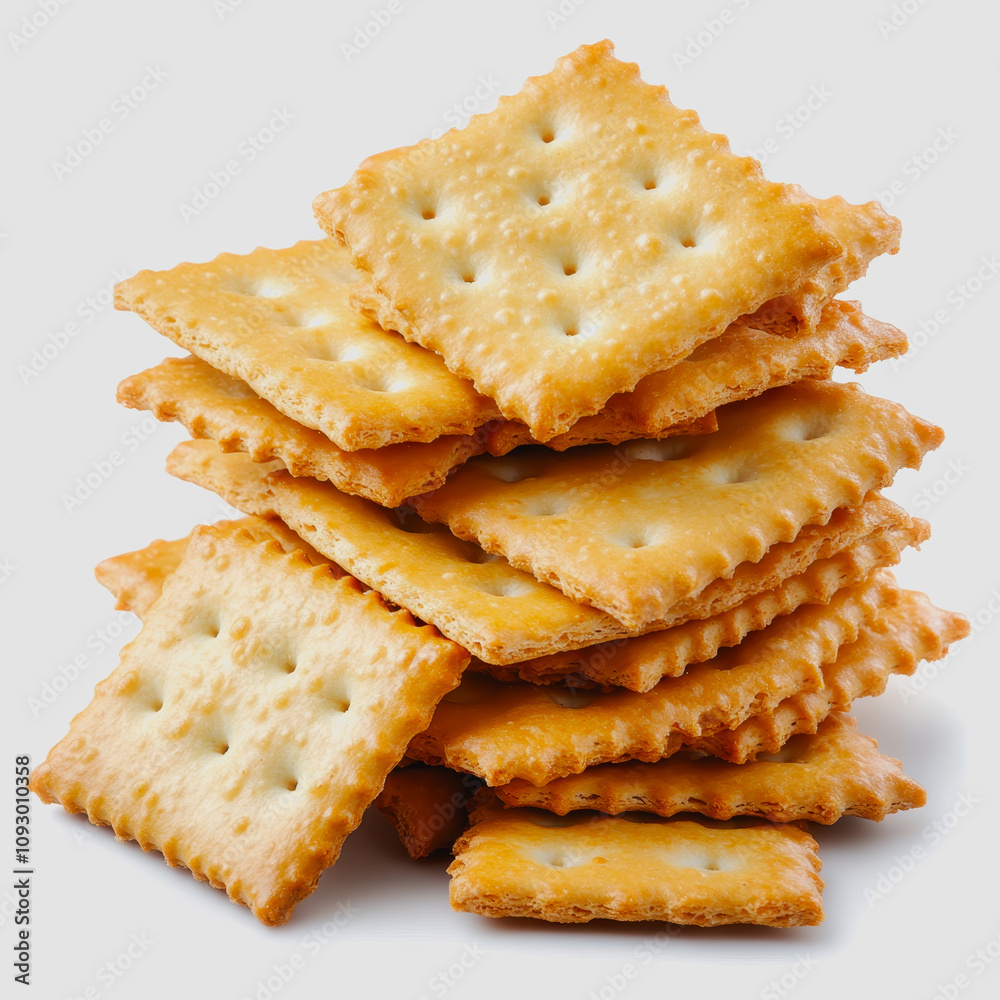 Stack of Golden Crisp Crackers on a Light Background, Perfect for Snacking and Culinary Use, Ideal for Food Photography and Culinary Styling Projects Stack of Golden Crisp Crackers on a Light Background, Perfect for Snacking and Culinary Use, Ideal for Food Photography and Culinary Styling Projects