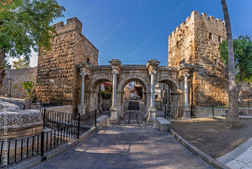 The Hadrian Gate view in Antalya City of Turkey The Hadrian Gate view in Antalya City of Turkey