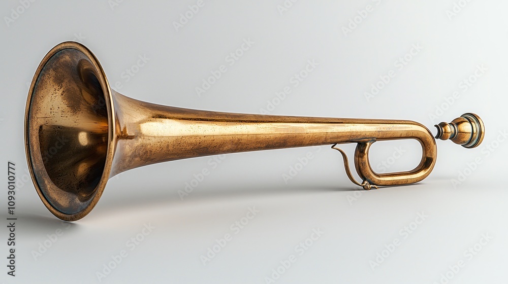 Obraz premium Vintage brass trumpet showcasing intricate craftsmanship and design aesthetics