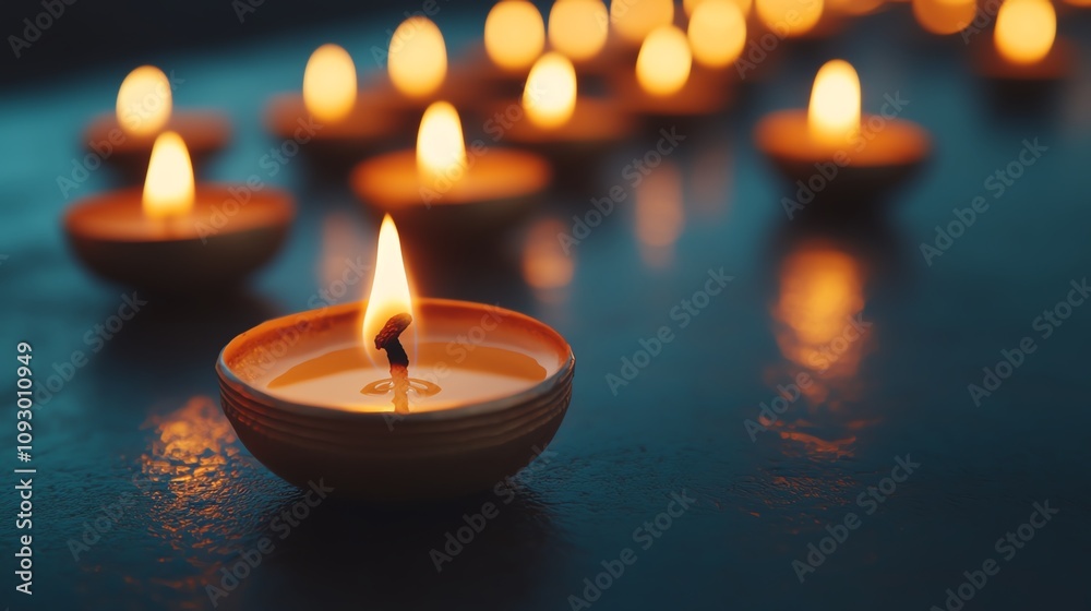 Illuminated candles create a serene atmosphere. Illuminated candles create a serene atmosphere.