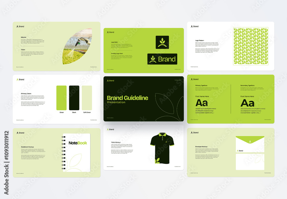 Green And Black Brand Guideline Layout Stock Template | Adobe Stock