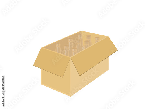 Cardboard box on a white background.