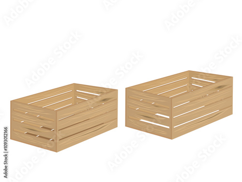Wooden box on white background.