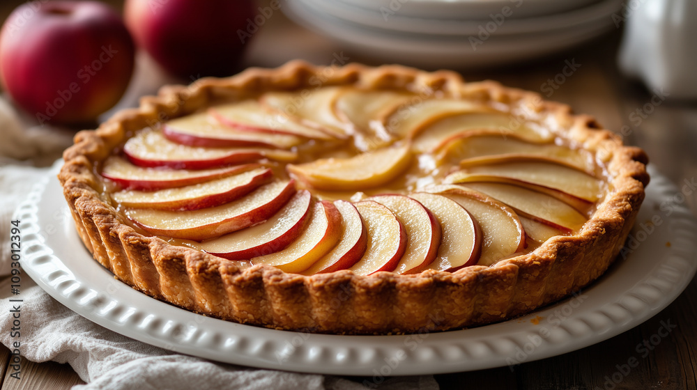 Apple pie tart on a plate Apple pie tart on a plate