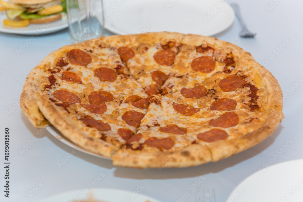 Pizza is on the table. Fast food delivery. Pizza is on the table. Fast food delivery.