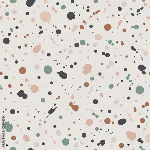 Terrazzo seamless pattern. Polished pebble stone tile. Bright and modern abstract background.