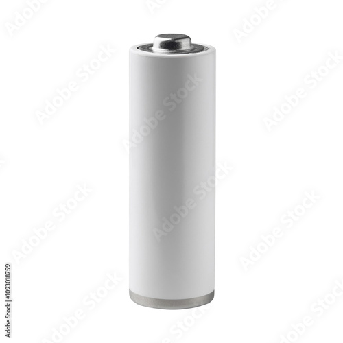 One electronic battery, isolated transparent background image.