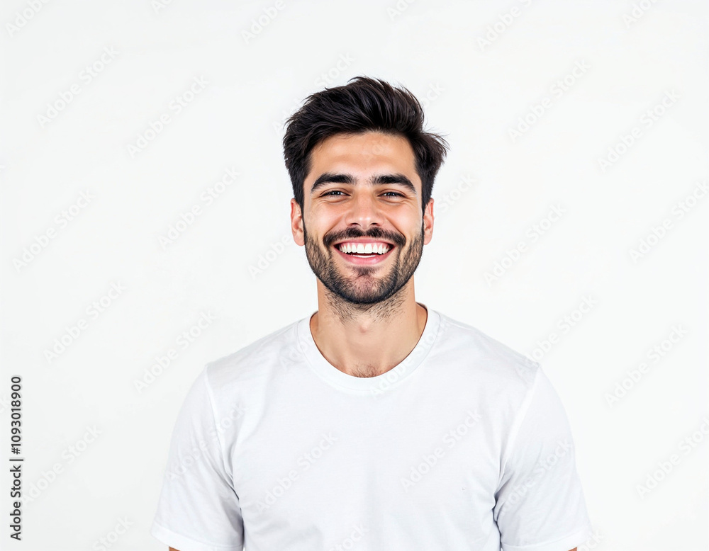 portrait of a young man with a bright smile against a clean white background portrait of a young man with a bright smile against a clean white background