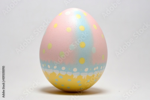 Pastel colored Easter egg on white background photo