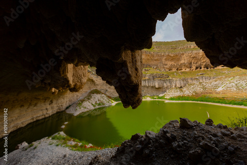 Çıralı Sinkhole is located in the Akviran Plateau in the northwest of the Yenikent District of the Karapınar District of Konya. photo