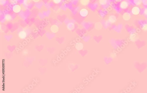 Blurred valentine's day, mothers day background vector design with hearts and bokeh effect, heart shaped bokeh backdrop, wallpaper, greeting card, social media post, defocused, vector illustration.