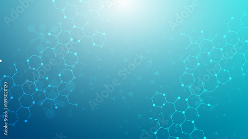 Medical Research or Tech Innovation Online Webinar Presentation Event. Abstract Digital Blue Hexagons Business or Science Background. Conference or Forum Vector Illustration Backdrop. 

