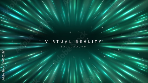 Virtual Reality VR background with zoom effect. Abstract speed lights motion background. Illustration of spreading lines shiny effects for ecommerce signs retail shopping. 
