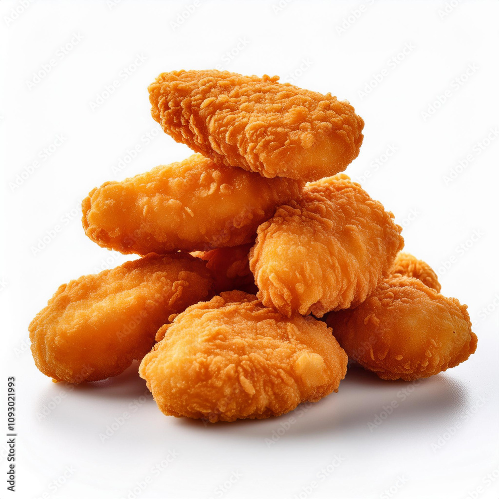 pile of chicken nuggets isolated on white background pile of chicken nuggets isolated on white background